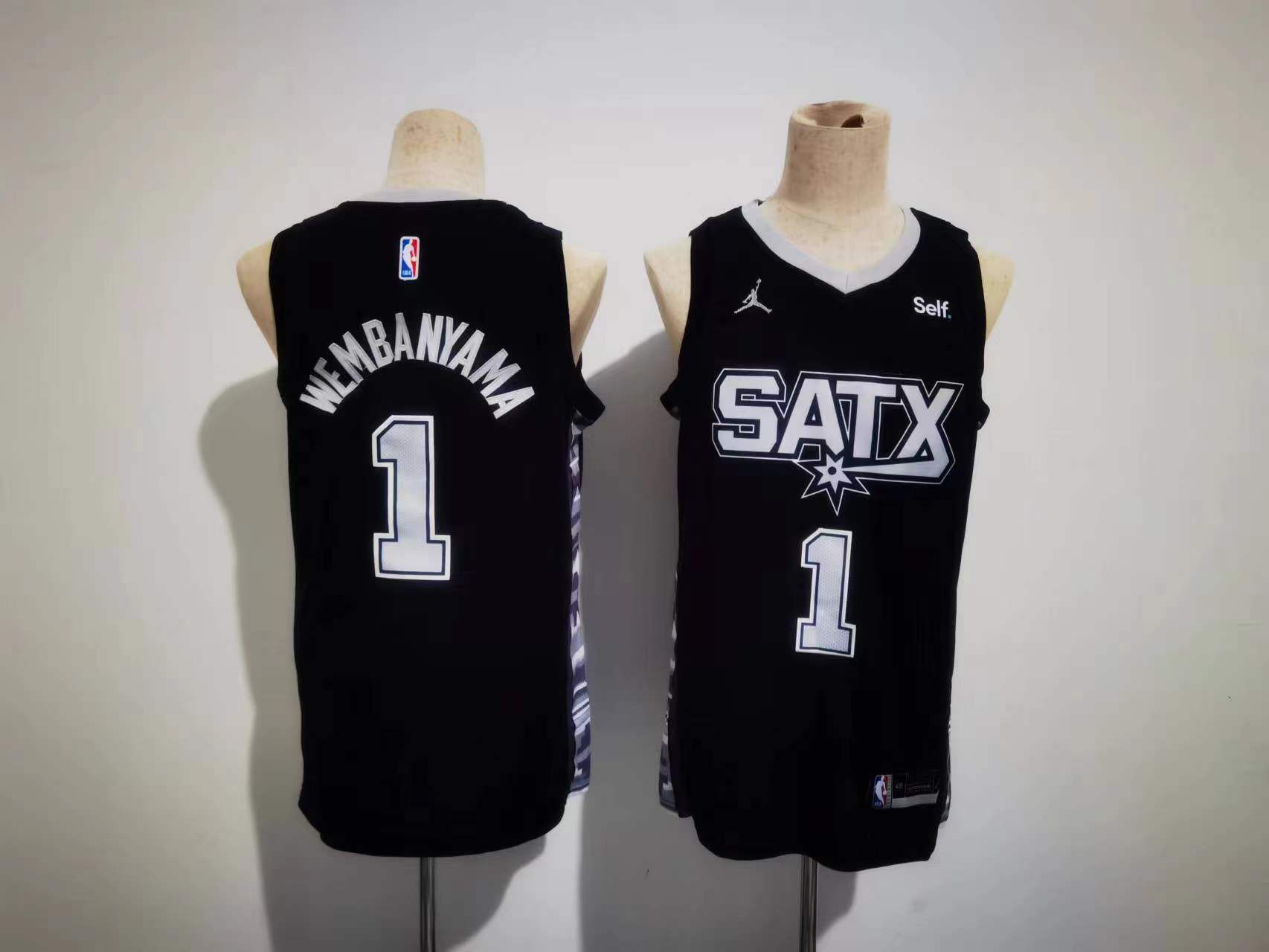 Men San Antonio Spurs #1 Wembanyama Black Game 2023 NBA Jersey